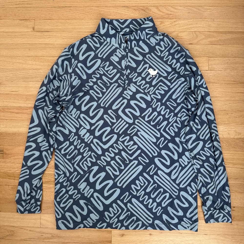 Bad Birdie Men's Blue Patterned Golf pullover 1/4 zip, Size XL